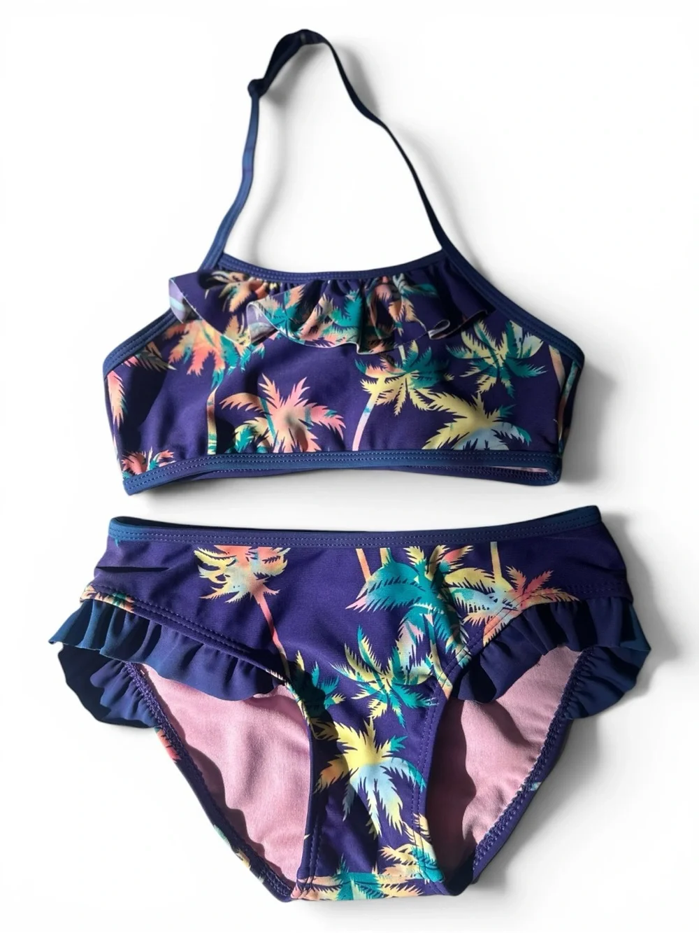 Appaman Kids Melissani Purple Palm-Print Two-Piece Swim Bikini Set - Size 6